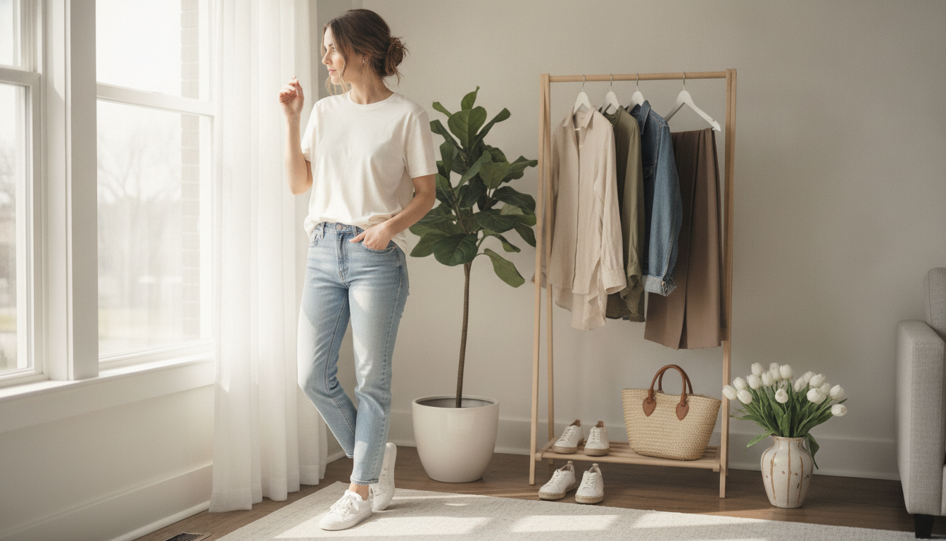 Minimalist Spring Crew Neck Tee: Easy Capsule Styling