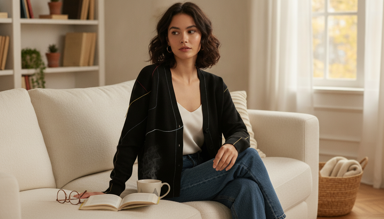 Minimalist V-Neck Fringe Knit Cardigan for Autumn Layering